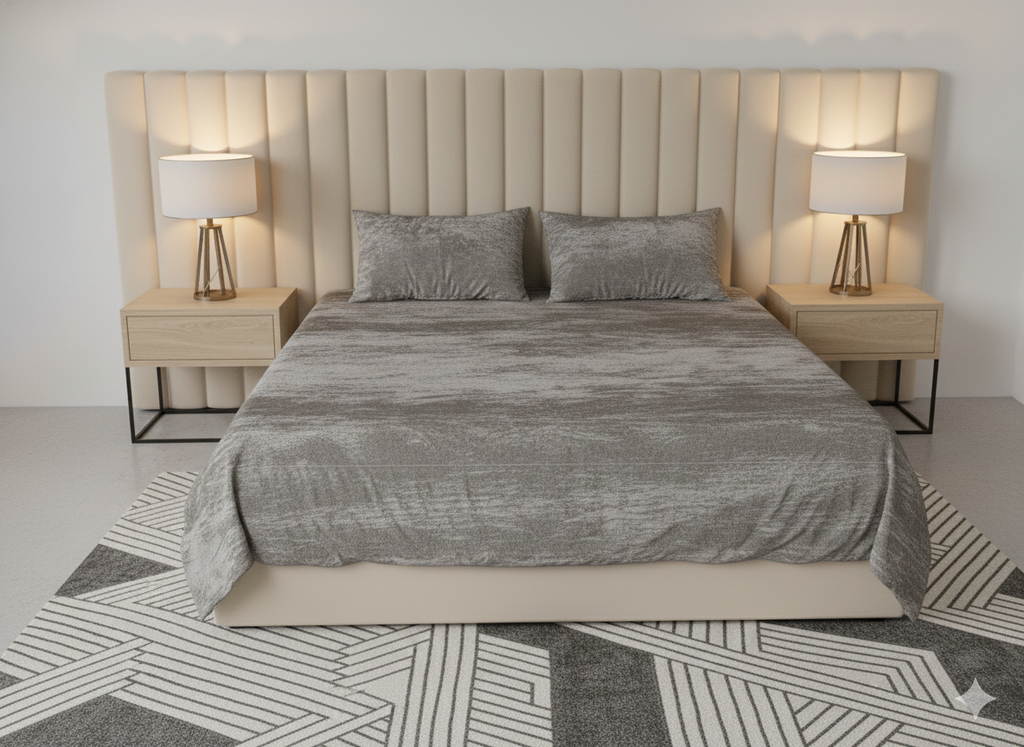 King Size Double Solid Warm Bedsheet - Grey