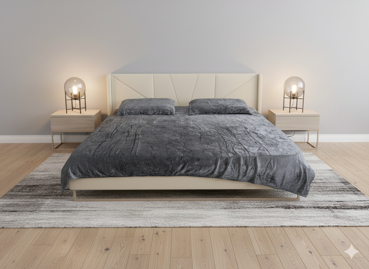 King Size Double Solid Warm Bedsheet - Charcoal