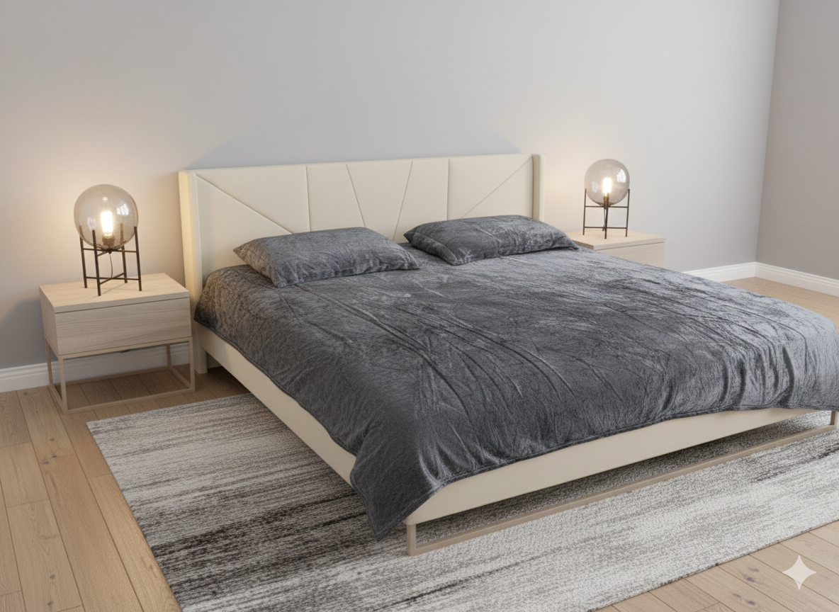 King Size Double Solid Warm Bedsheet - Charcoal