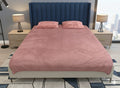 King Size Velvet Solid Warm Bedsheet - Peach