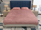 King Size Velvet Solid Warm Bedsheet - Peach