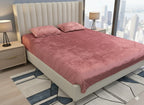 King Size Velvet Solid Warm Bedsheet - Peach