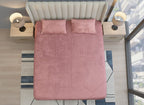 King Size Velvet Solid Warm Bedsheet - Peach