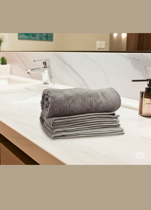 Bath Large Size, 485 GSM Quick Dry Bath Towel, 70 x 140cm Plain Design Grey, Terry Cotton Bath Towels for Men, Women & Kids, Gym Towel, for Everyday Use