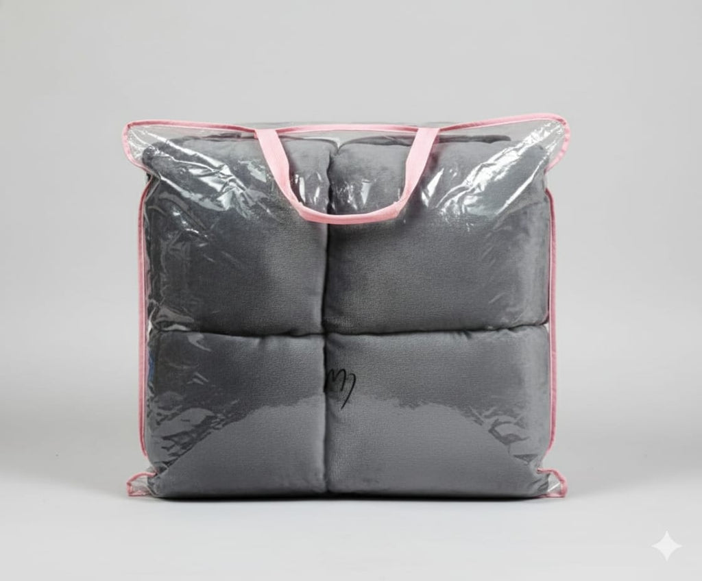 King Size Velvet Solid Warm Bedsheet - Grey