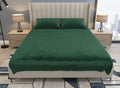 King Size Velvet Solid Warm Bedsheet - Green