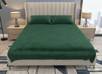 King Size Velvet Solid Warm Bedsheet - Green