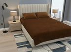 King Size Velvet Solid Warm Bedsheet - Brown