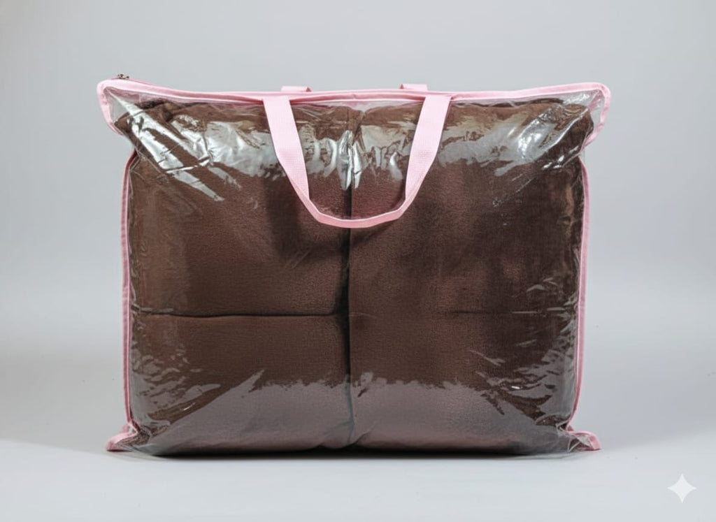 King Size Velvet Solid Warm Bedsheet - Brown