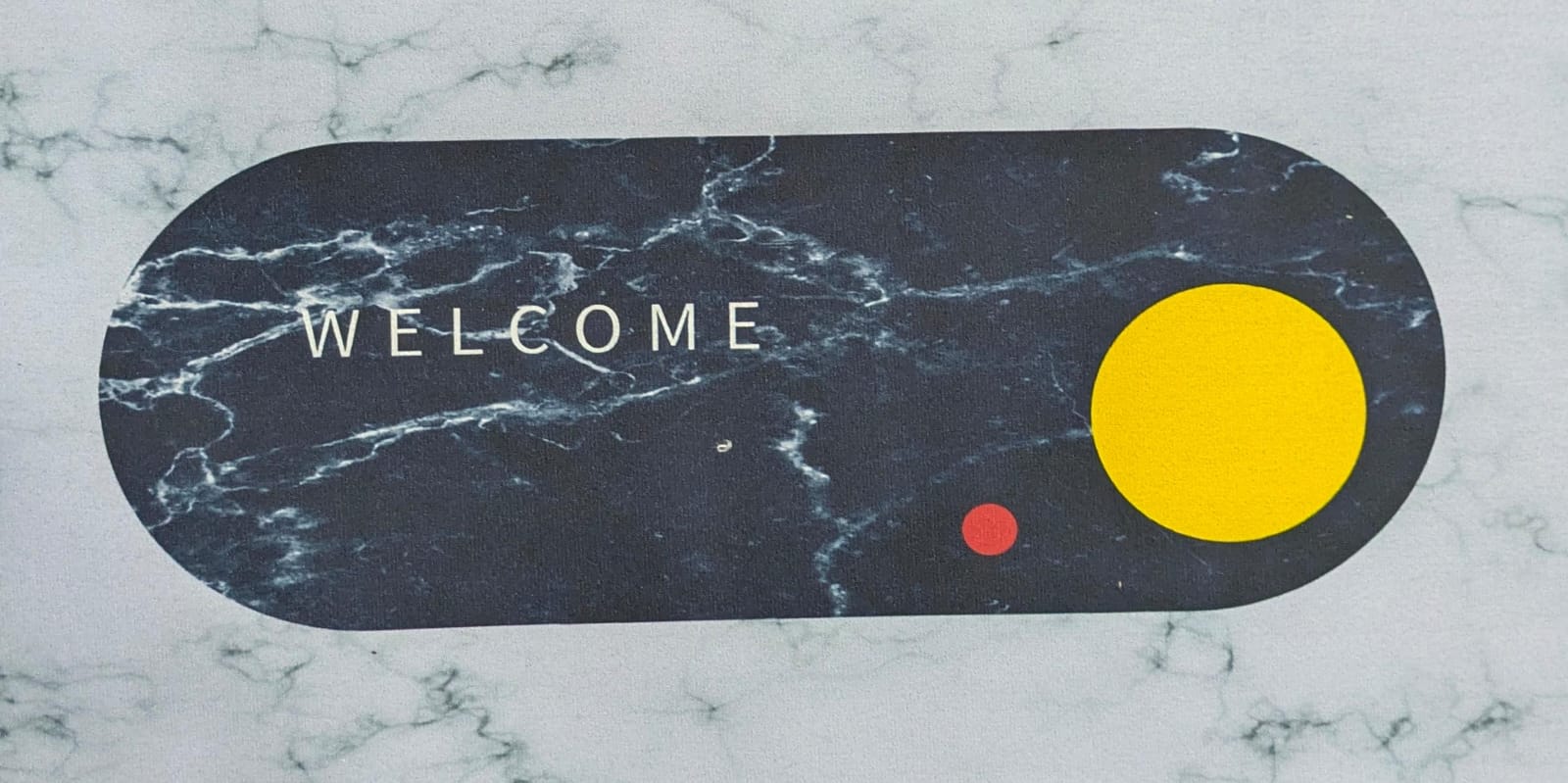 Mediterranean Mosaic Decorative Floor Mat, Colorful Tile Pattern, Anti-Skid Rubber, 26 x 16 Inches, Water Absorbing, for Bedroom, Bathroom, Front Door, Balcony (Blue)