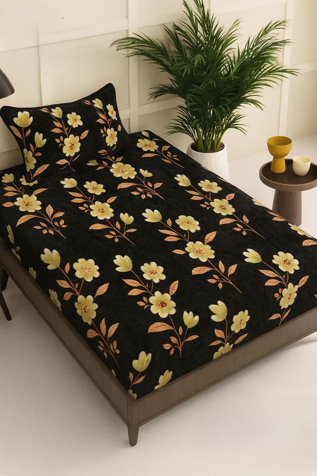 Single Velvet/Flannel Bedsheets - Dark Brown