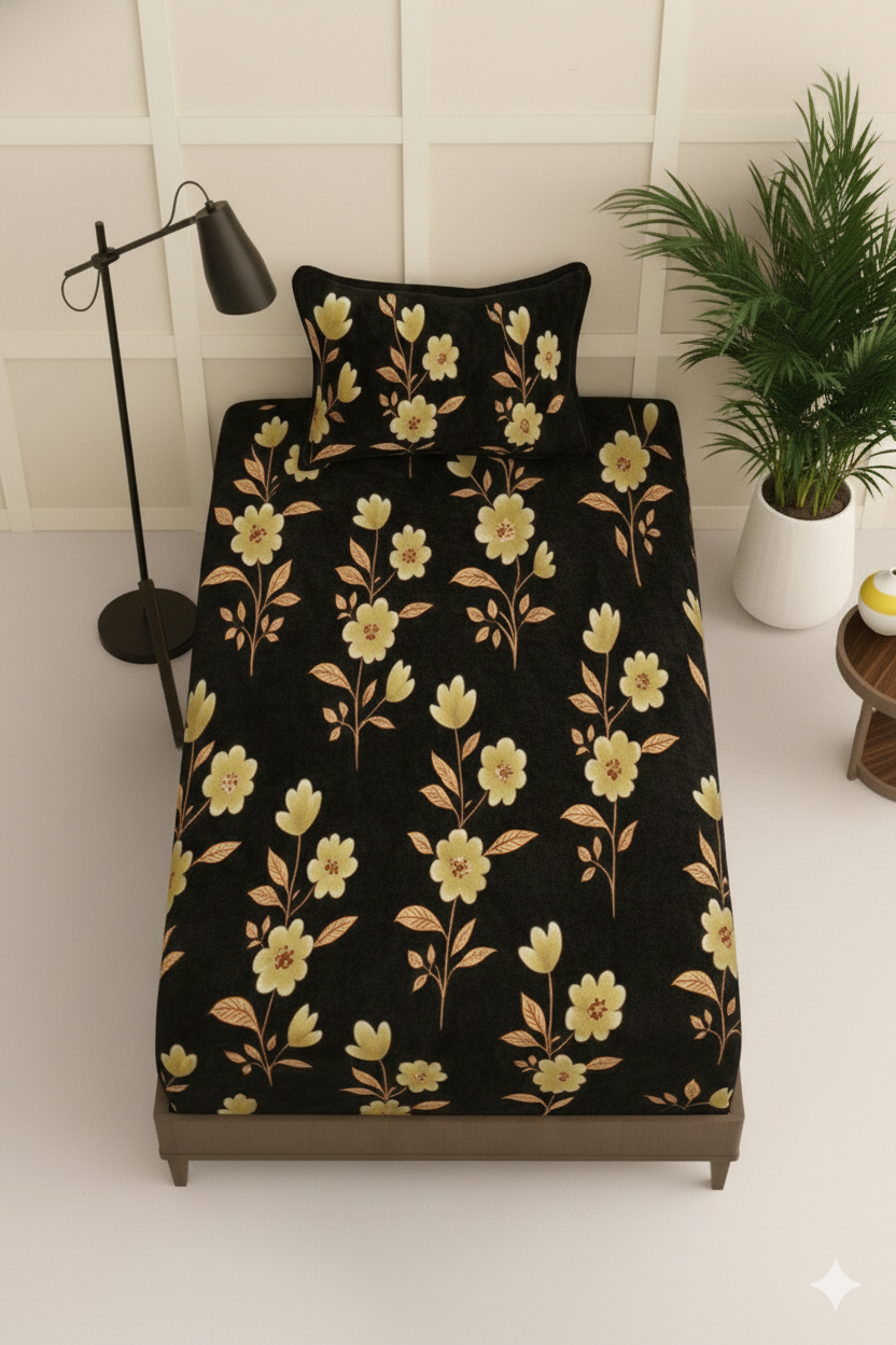 Single Velvet/Flannel Bedsheets - Dark Brown