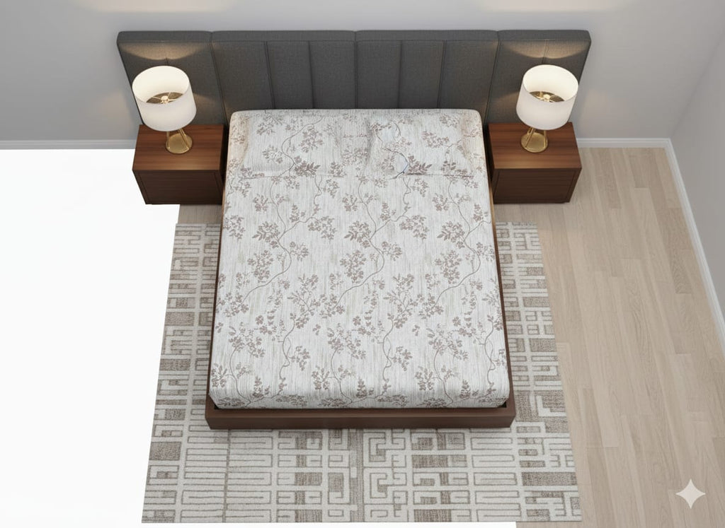 Italian Jacquard King Size Jumbo Bedsheet - Brown