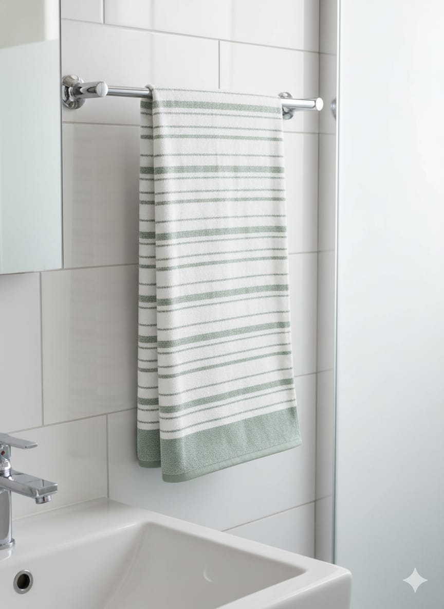 Cotton Bath Towel, Super Soft and Water Absorbent, 400 GSM, Pack of 1 (White & Grey)