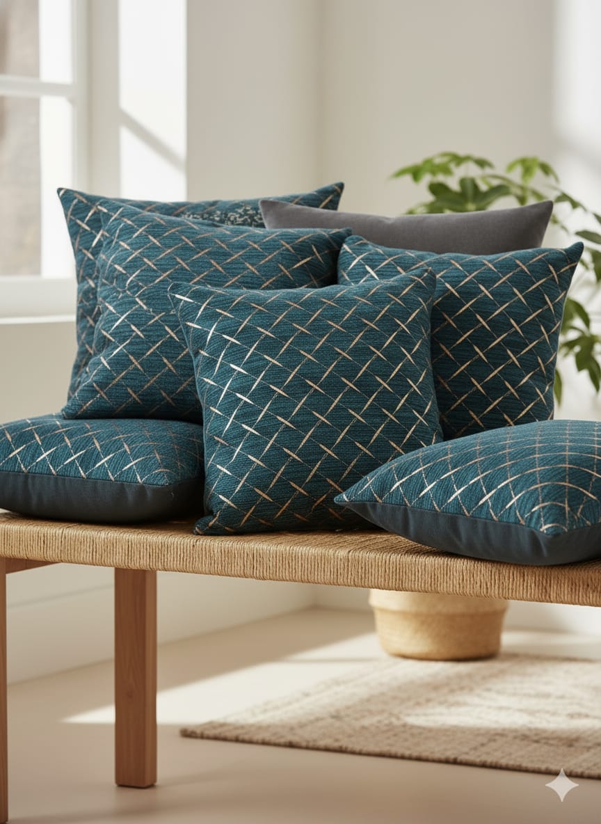 Premium Soft Fabric 20" Cushion Covers - Set of 5 - Blue