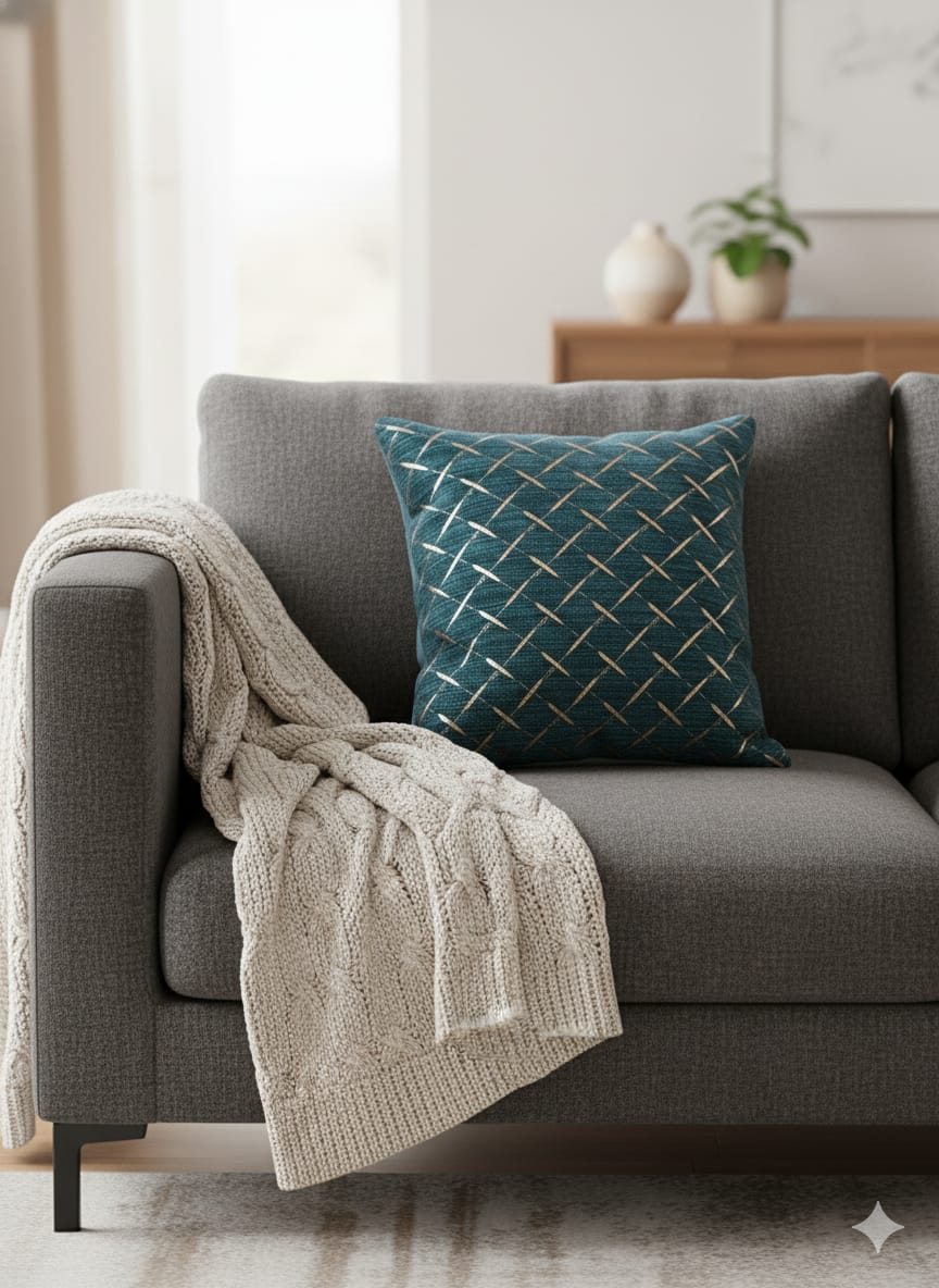 Premium Soft Fabric 20" Cushion Covers - Set of 5 - Blue