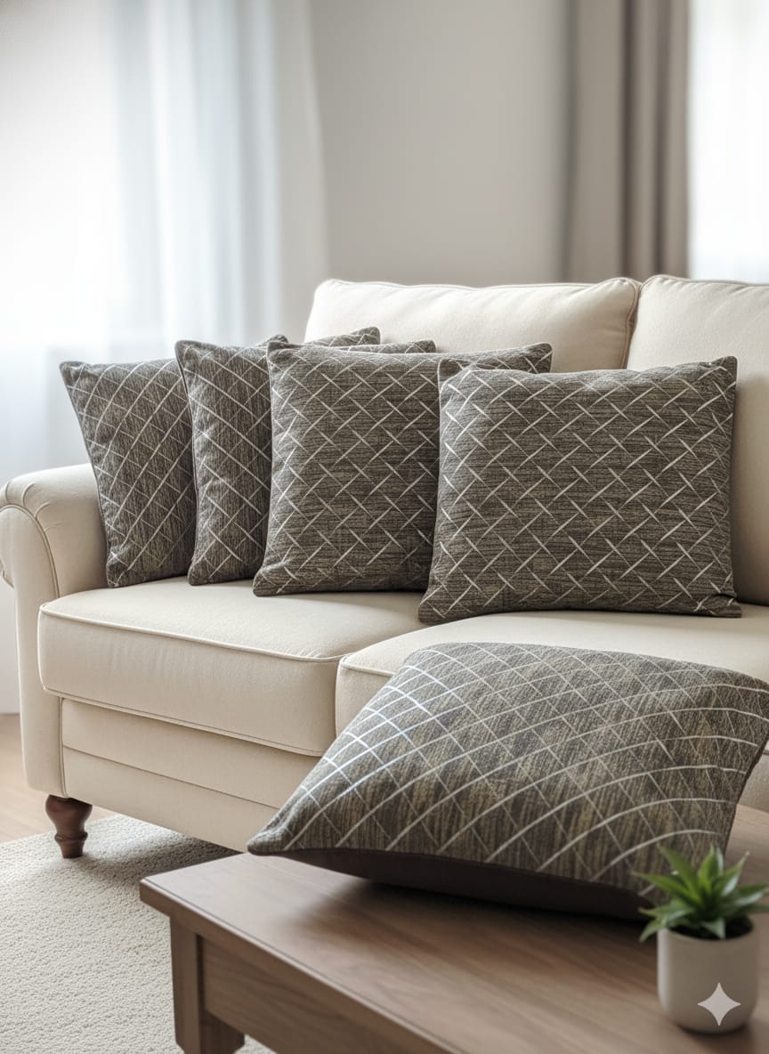 Premium Soft Fabric 20" Cushion Covers - Set of 5 - Brown