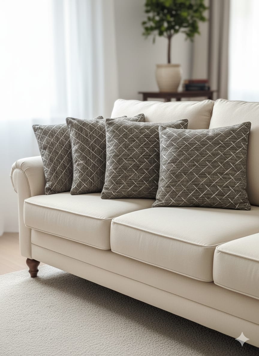 Premium Soft Fabric 20" Cushion Covers - Set of 5 - Brown