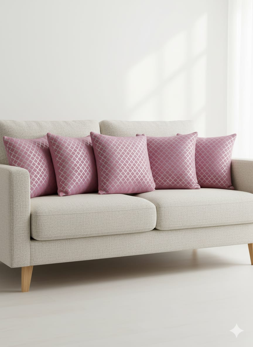 Premium Soft Fabric 18" Cushion Covers - Set of 6 - Pink