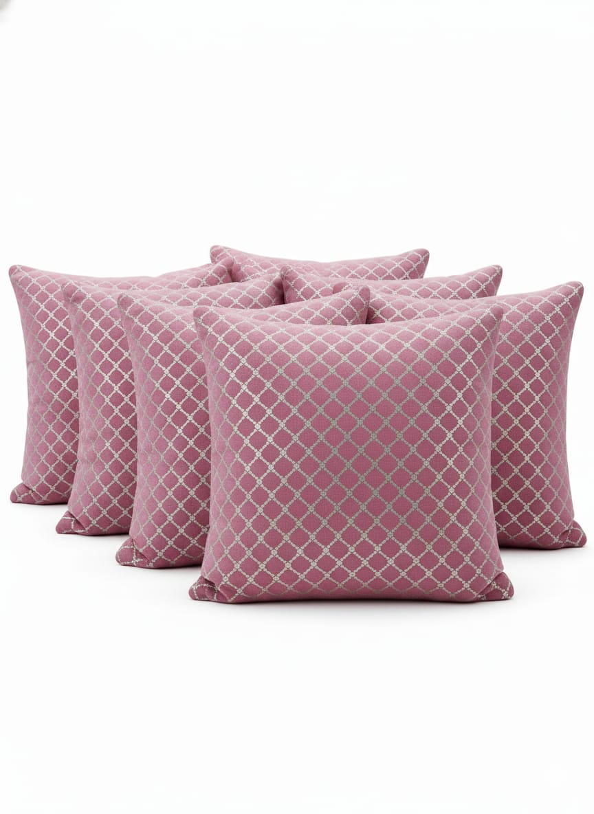 Premium Soft Fabric 18" Cushion Covers - Set of 6 - Pink