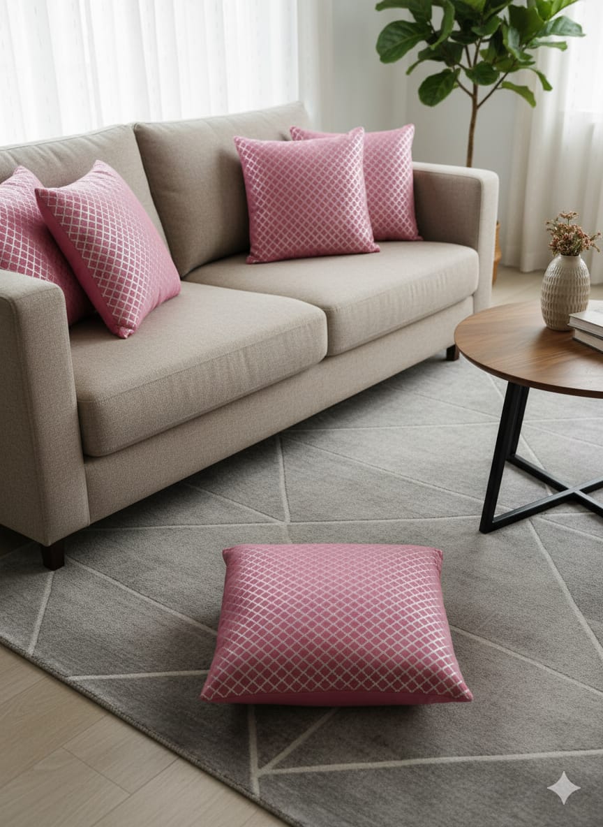 Premium Soft Fabric 18" Cushion Covers - Set of 6 - Pink