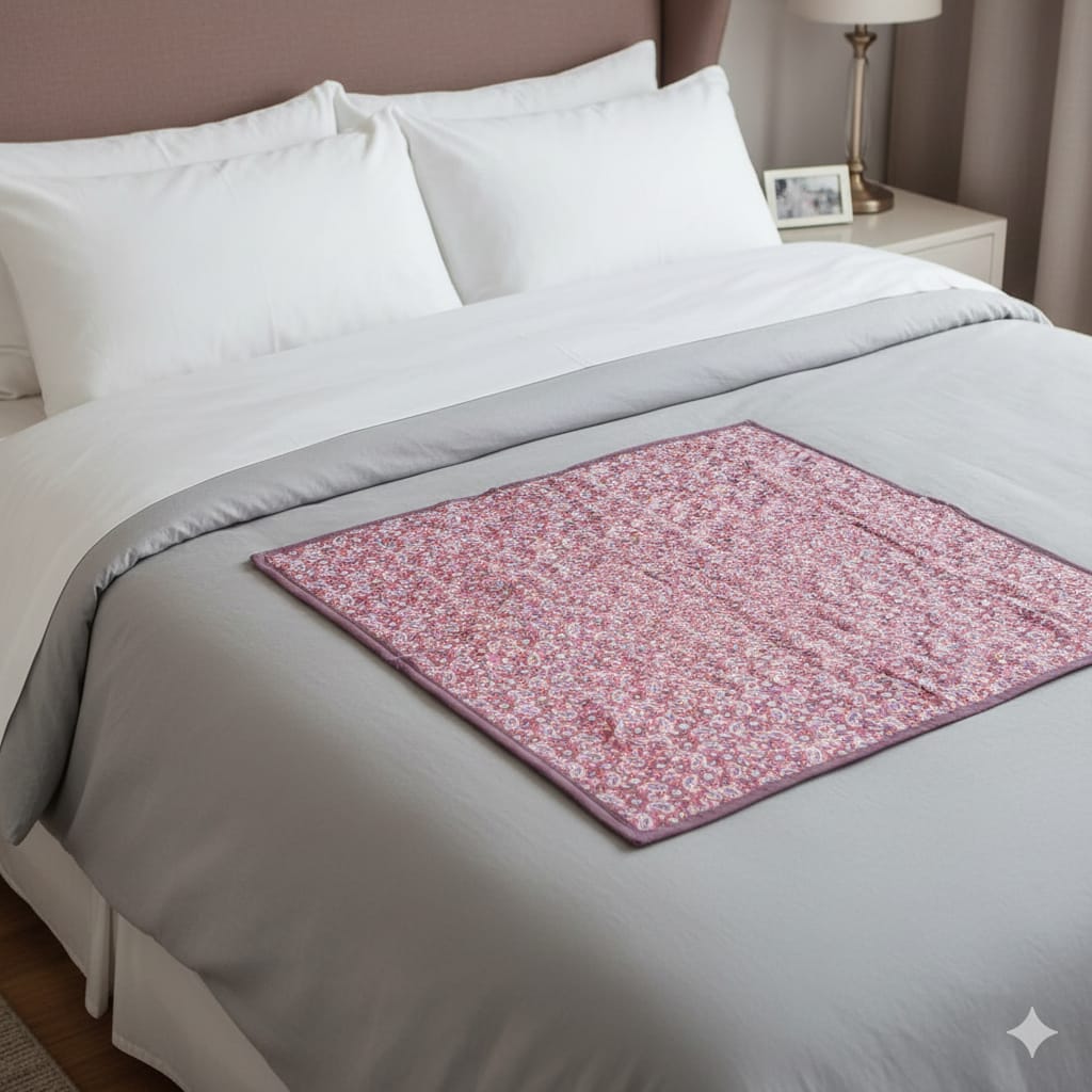 Waterproof Bed Server/Food Mat/Bedsheet Protector/Reversible in 3 Layered Heavy Material Bed Server (36 X 36 Inches) - Multicolor (